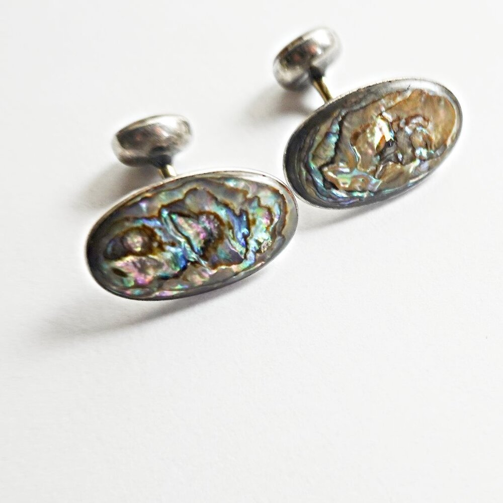 Gemstone Paua Shell Sterling Silver Cufflinks